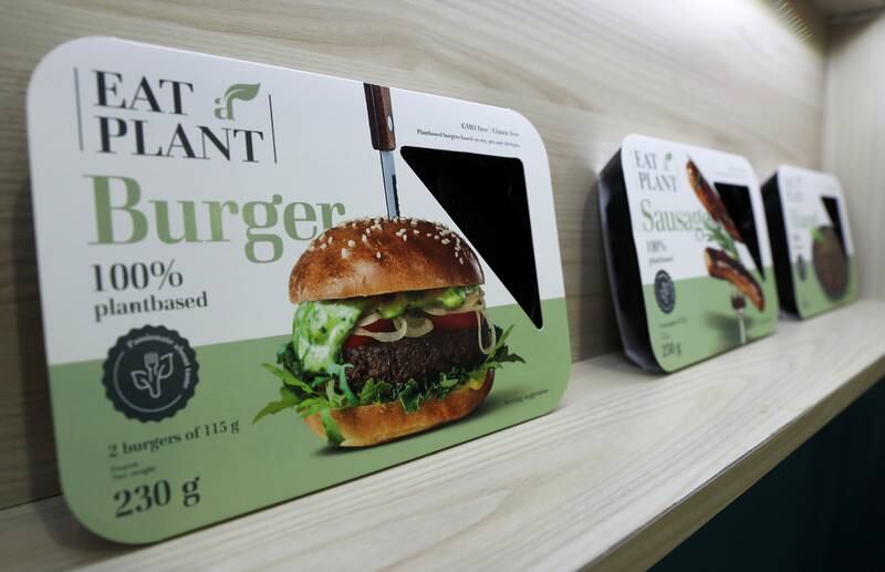 Plant-based burger on display at the ESS Food stand. This year's event reflects increasing demand for sustainable products.