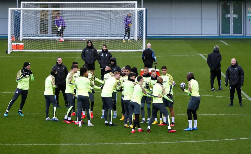 Manchester City players during training. Reuters