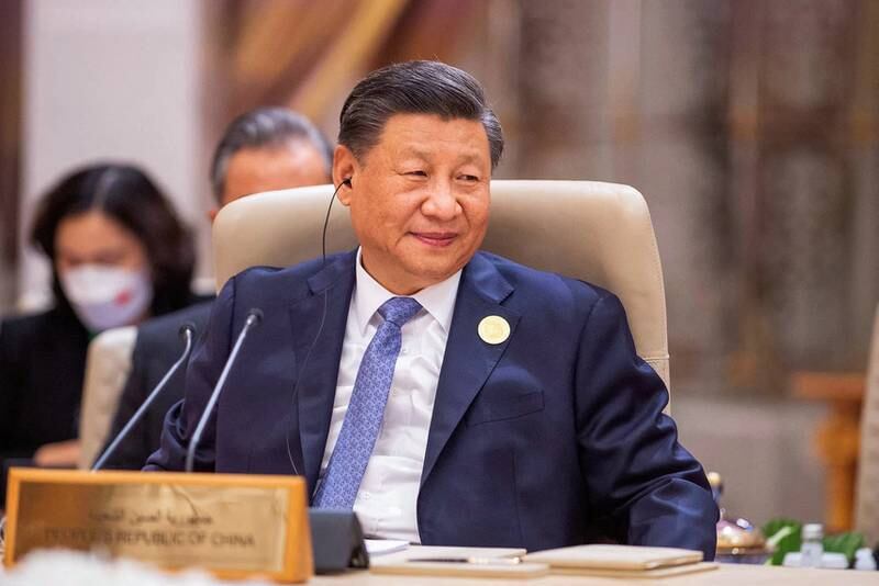 Mr Xi during the China-Arab Summit in Riyadh. AFP