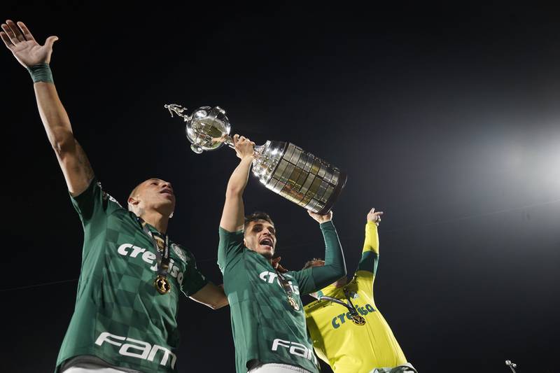 Palmeiras' Breno Henrique and teammates celebrate. Reuters