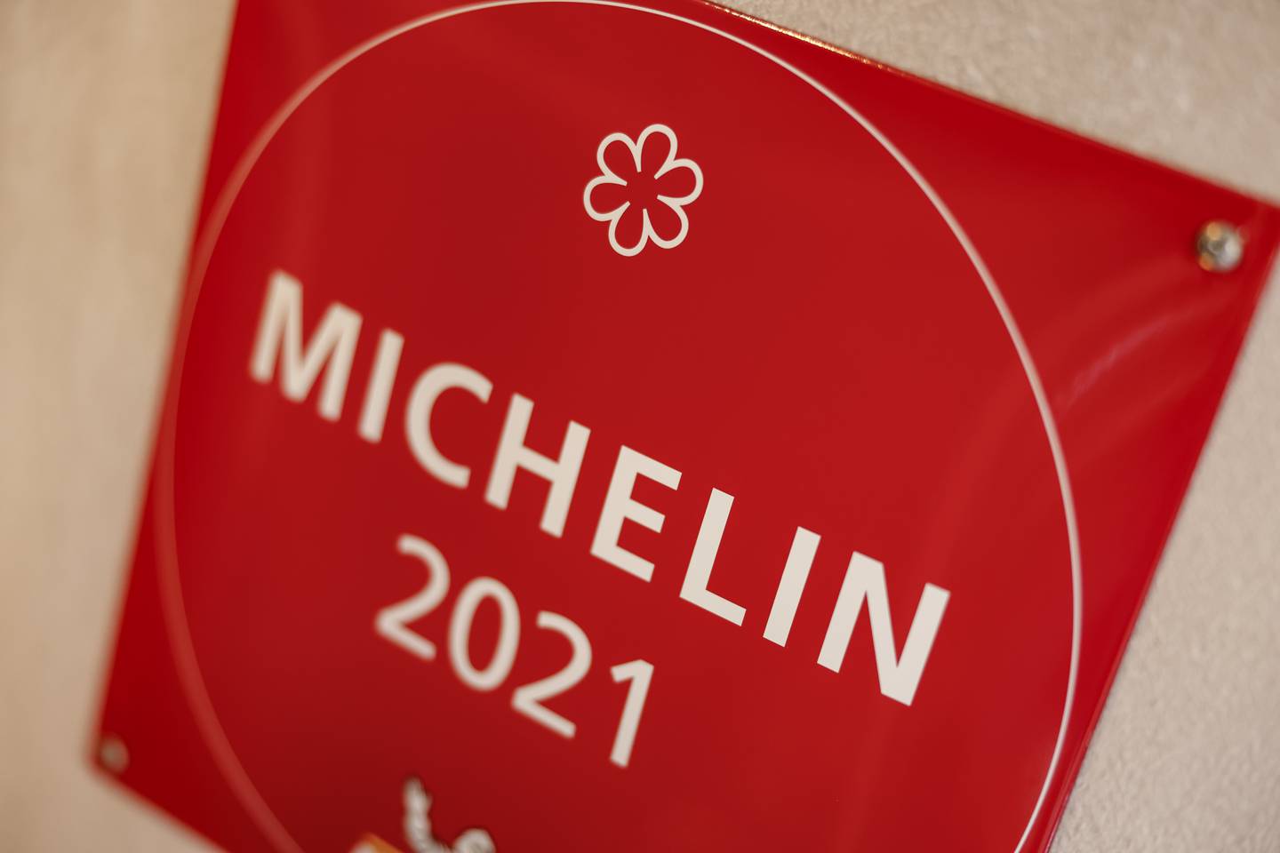 The much-coveted plaque that makes it clear that a restaurant was awarded a Michelin Star in 2021. Getty Images 