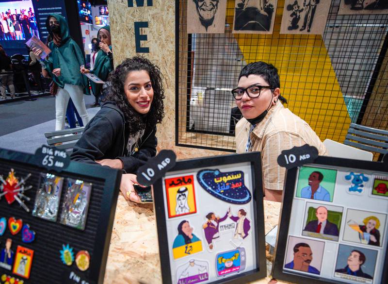 Artists Yasmin, left, and Leila Nemer at Artist Alley.