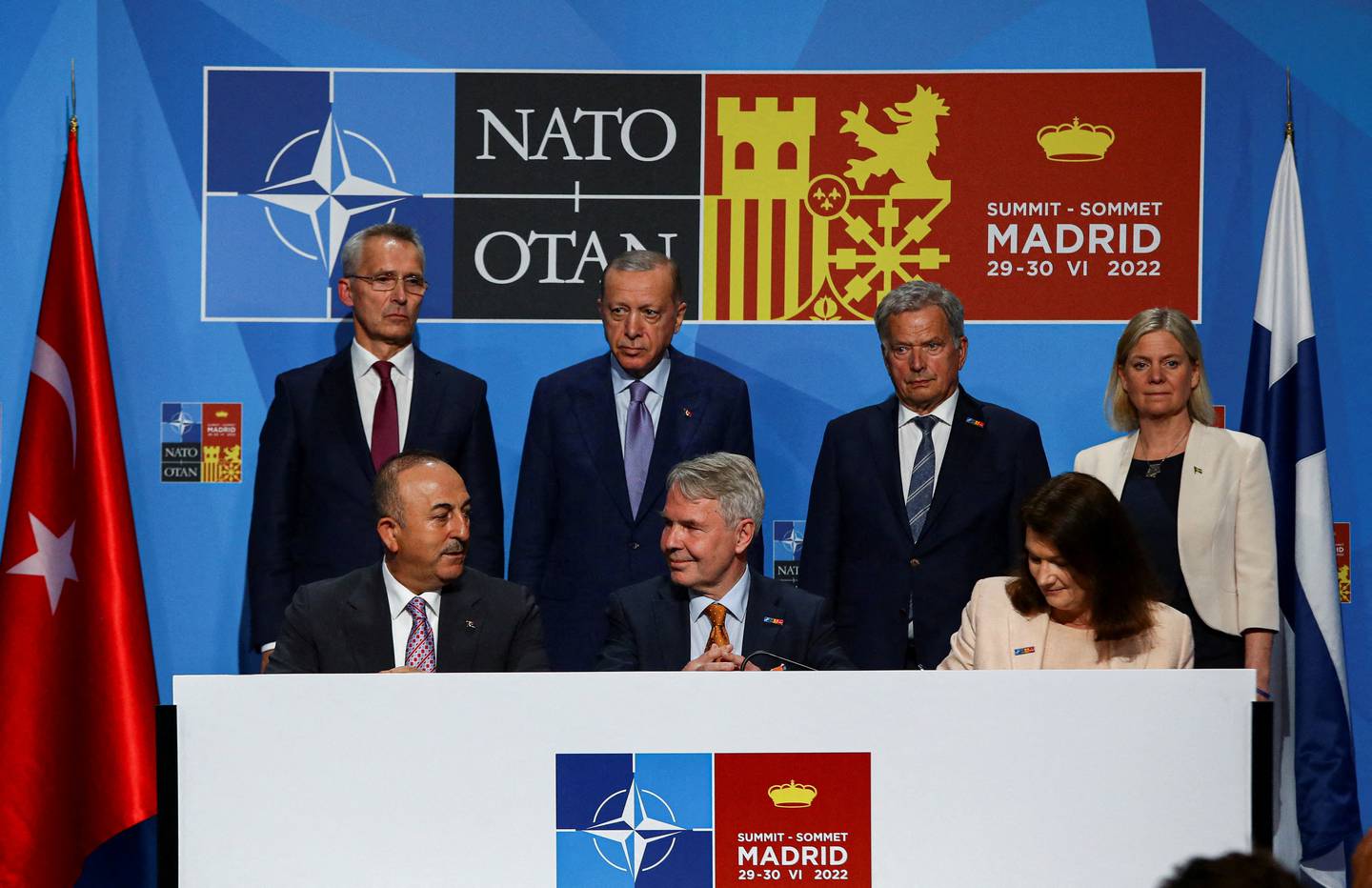 The leaders of Turkey, Finland, Sweden and Nato reached an agreement in June to unblock the Nordic membership applications. Reuters 