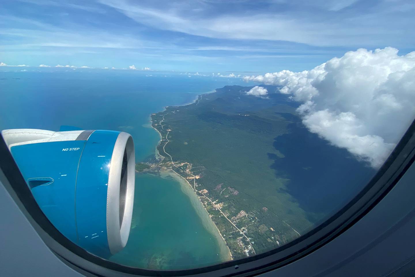 Phu Quoc resort island is seen from the window of a plane. Reuters