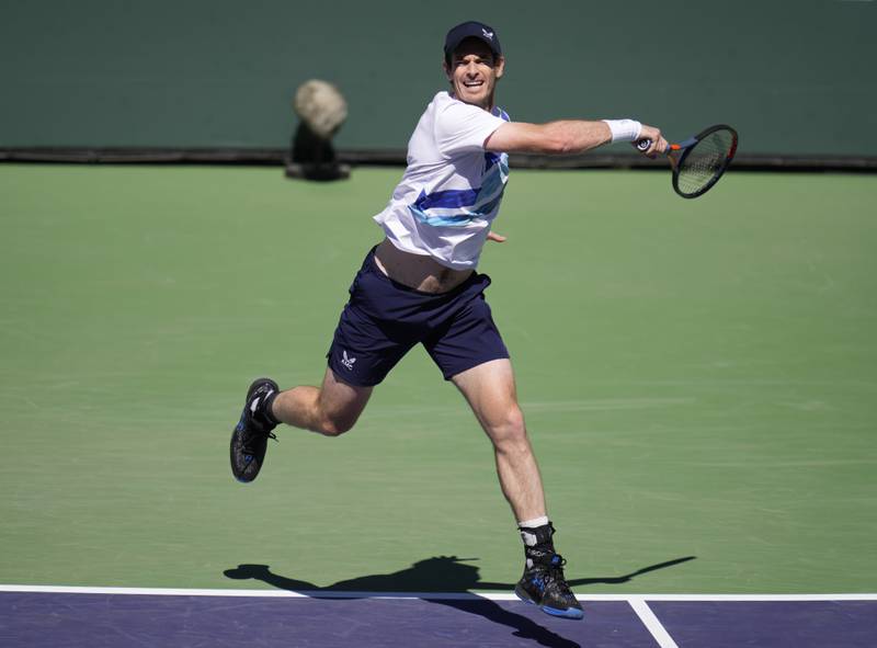 Andy Murray of Great Britain in action against Taro Daniel of Japan during the BNP Paribas Open at the Indian Wells Tennis Garden in Indian Wells, California. PA