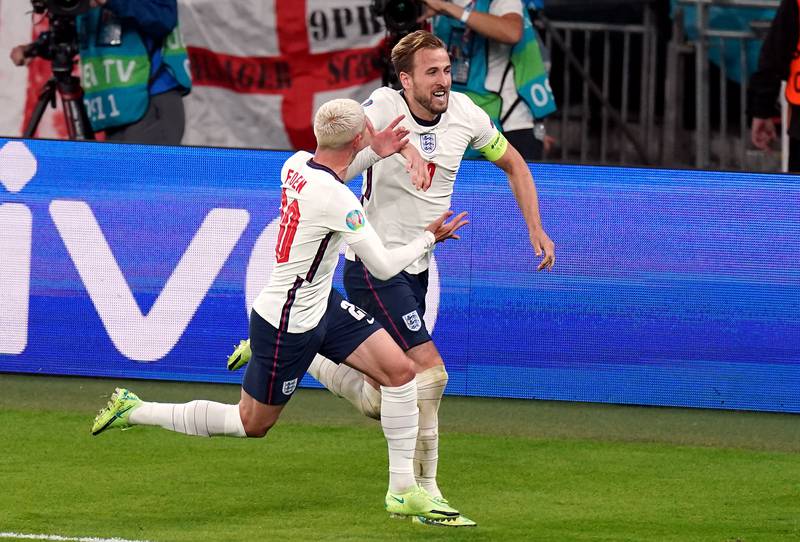 38) A 2-1 triumph against Denmark in the Euro 2020 semi-final at Wembley Stadium on July 7, 2021, with another for Kane. Getty
