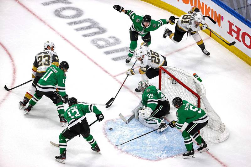 Paul Stastny (No 26) of the Vegas Golden Knights attempts a shot on goal against the Dallas Stars during Game 4 of the Western Conference Final during the 2020 NHL Stanley Cup Playoffs at Rogers Place in Edmonton, Canada on Sarturday, September 12. AFP