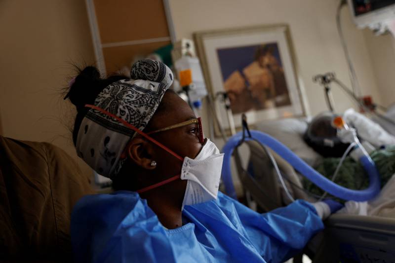 A hospital sitter provides companionship, observation and surveillance to assigned patients at St Mary Medical Centre in Apple Valley, California. Reuters