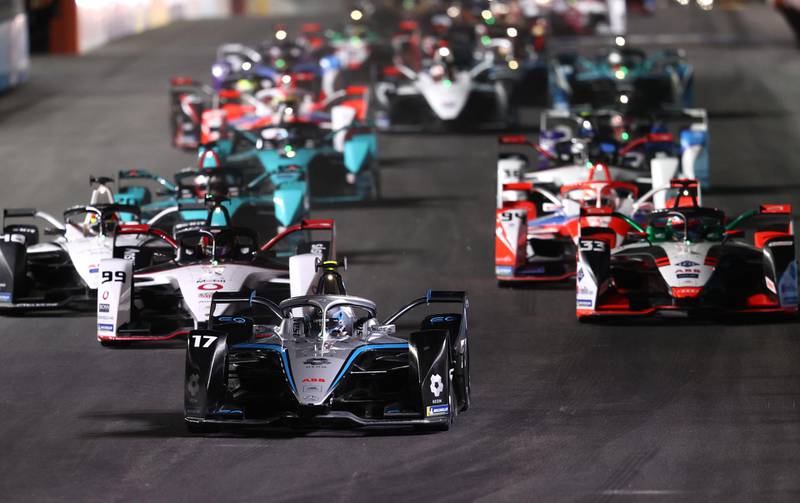 Nyck De Vries (17) of the Netherlands won the Formula E race in Riyadh driving his Mercedes Benz EQ. Getty