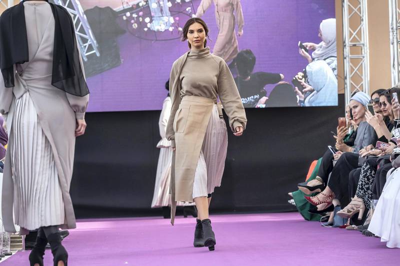 DUBAI, UNITED ARAB EMIRATES. 07 MARCH 2019. Dubai Modest Fashion Week Day 1 at the Emerald Palace Kempinski. Imen Bousnina, Austria. (Photo: Antonie Robertson/The National) Journalist: Hafsa Lodi. Section: National.