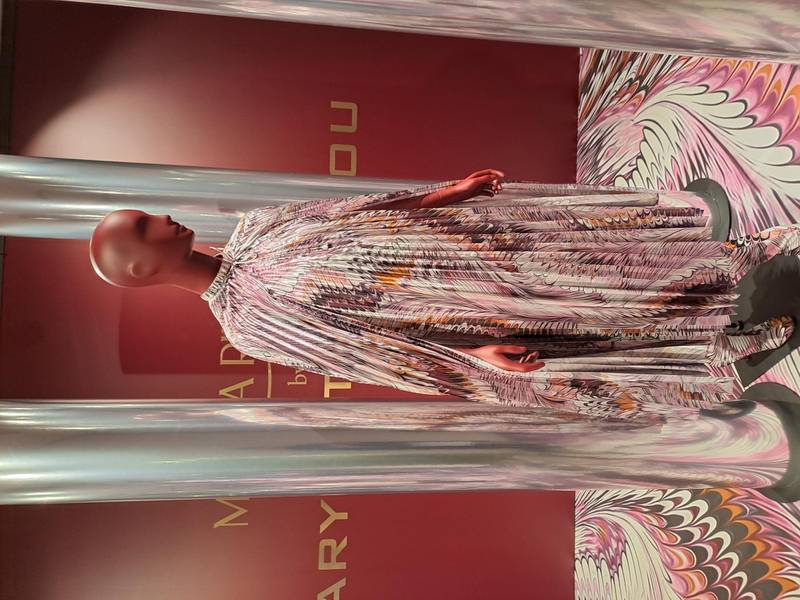 A graphic outfit from the Marina Rinaldi x Mary Katrantzou collection. Sarah Maisey / The National 