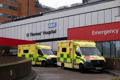 File photo: Ambulances at St Thomas’ Hospital in London, England. Getty