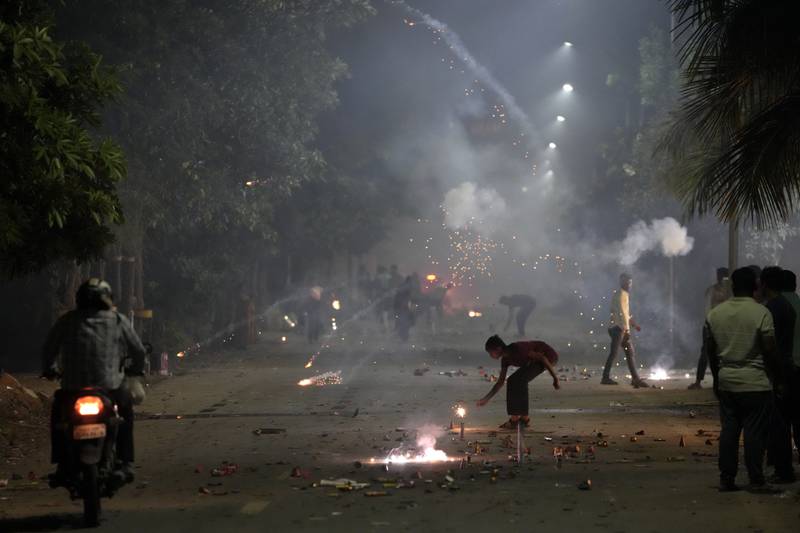 Scenes of celebration in Ahmedabad. AP