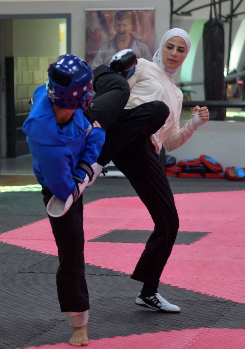Alsadeq practising her fighting technique
