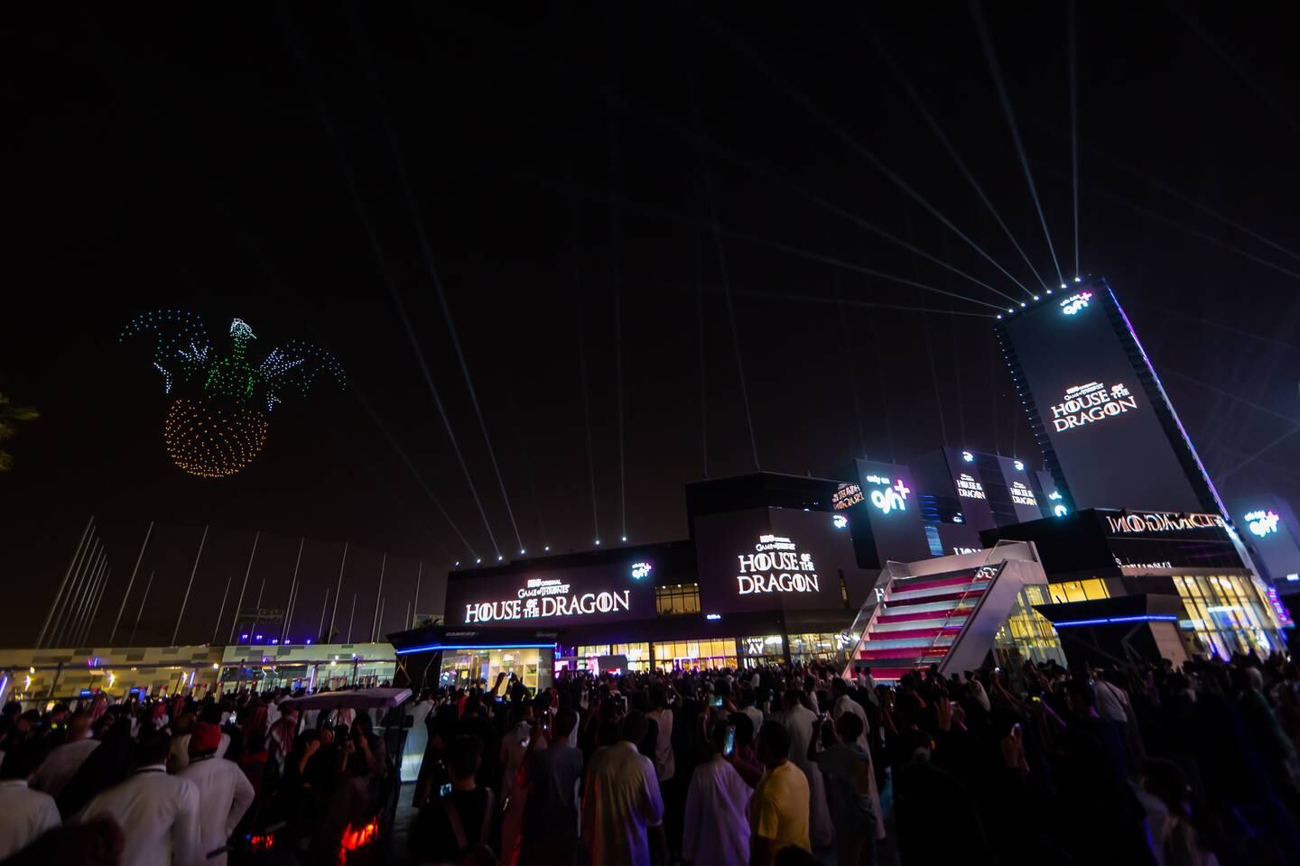 A drone and fireworks show lit up the Gamers8 in Riyadh to promote  'House of the Dragon'. Photo: OSN+
