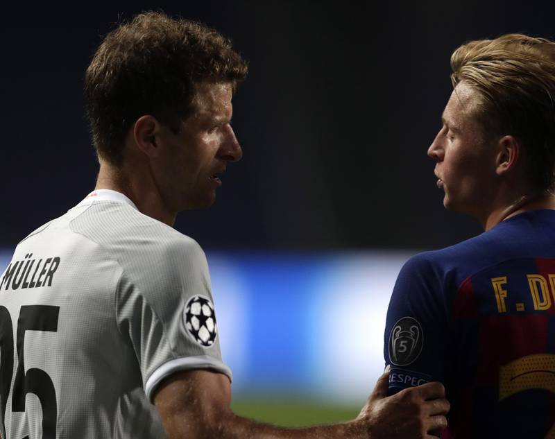 Frenkie de Jong - 4: One lovely through-ball recalled why Barcelona signed him. His slack marking for Joshua Kimmich’s goal pointed to how far short he is of being the complete midfielder. EPA