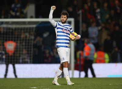 Charlie Austin of Queens Park Rangers celebrates victory after his three goals helped lead QPR past West Bromwich Albion at Loftus Road on December 20, 2014 in London, England. Scott Heavey / Getty Images