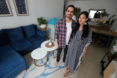 Siddiqui Azar and wife Nikhar Khan live in a two-bedroom apartment in Jumeirah Garden City with their two-year-old daughter. All photos: Chris Whiteoak / The National 
