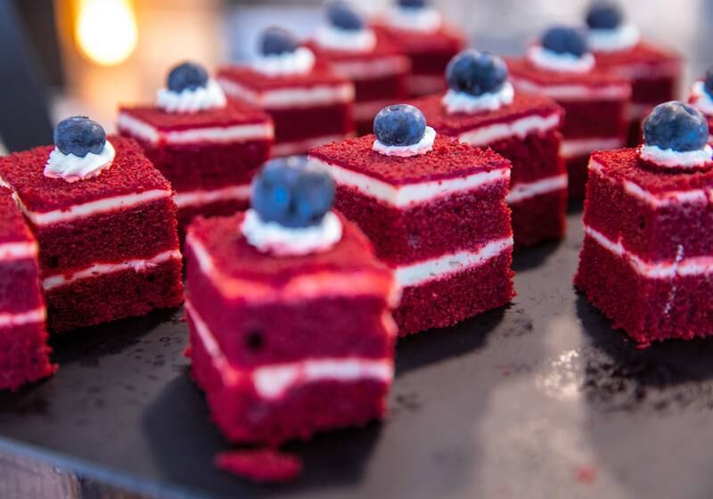 Red velvet cake, one of the many desserts at the 2020 Club by Emaar at Expo 2020 Dubai. All Photos: Victor Besa / The National
