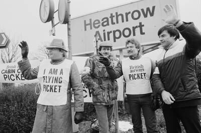 British Airways employees protesting at Heathrow in 1984.