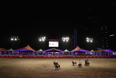 A general view of play during the Beach Polo Cup 2017 at Skydive Dubai.  Francois Nel / Getty Images