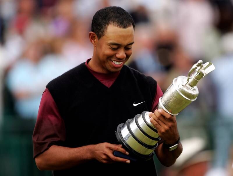2005: Tiger Woods (United States) finished -14 par, five strokes ahead of Colin Montgomerie at St Andrews. Getty
