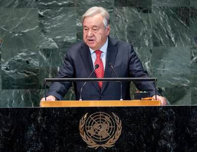 UN Secretary General Antonio Guterres delivers his opening address at the General Assembly. EPA