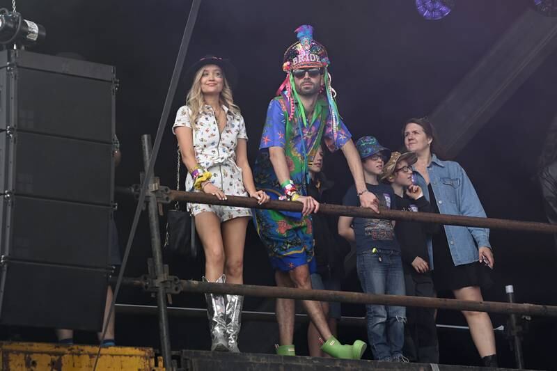 Laura Whitmore watching Skunk Anansie on the Other Stage during day four of Glastonbury Festival. Getty Images