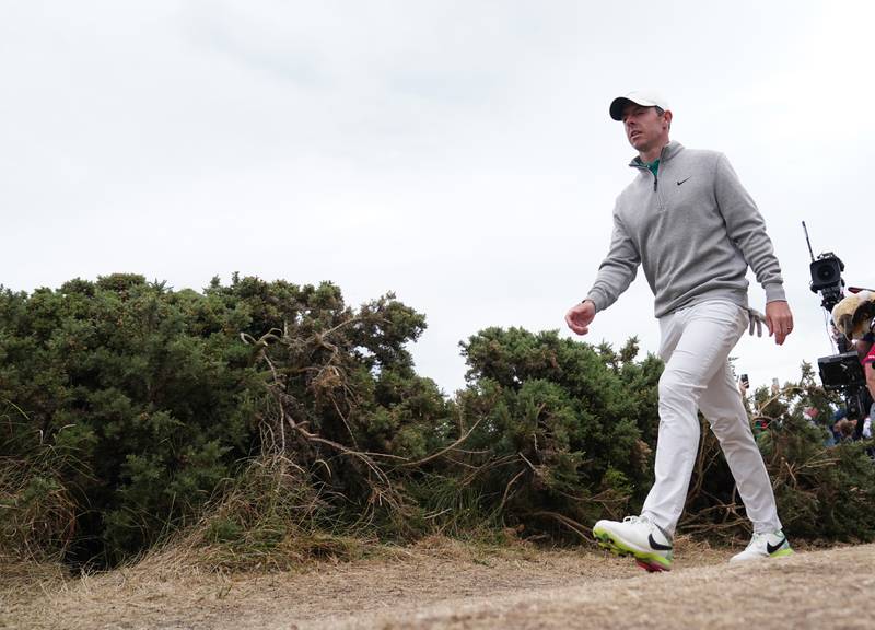  Rory McIlroy walks between holes during day three of The Open. PA
