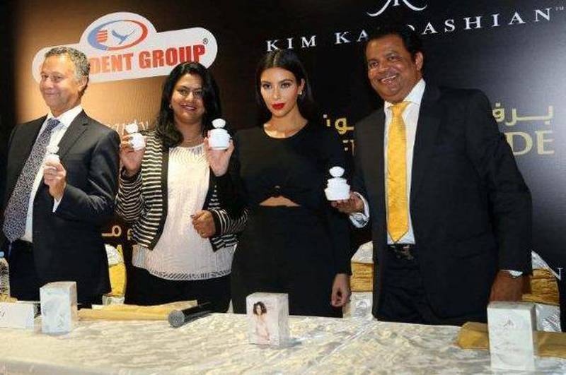 Indian perfumier Alwyn Stephen with Kim Kardashian, whose fragrance he launched in Dubai in 2014. Alwyn has now designed his own line of scents. Courtesy: Alwyn Stephen