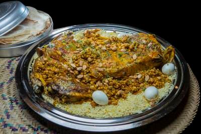 Aish wa laham, prepared by chef Khulood Atiq, as part of the Emirati Cuisine Programme. Photo: DCT Abu Dhabi