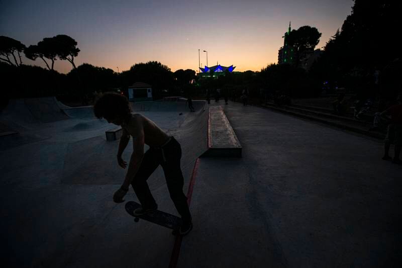 Skateboards and safety gear are available for use at the skatepark.