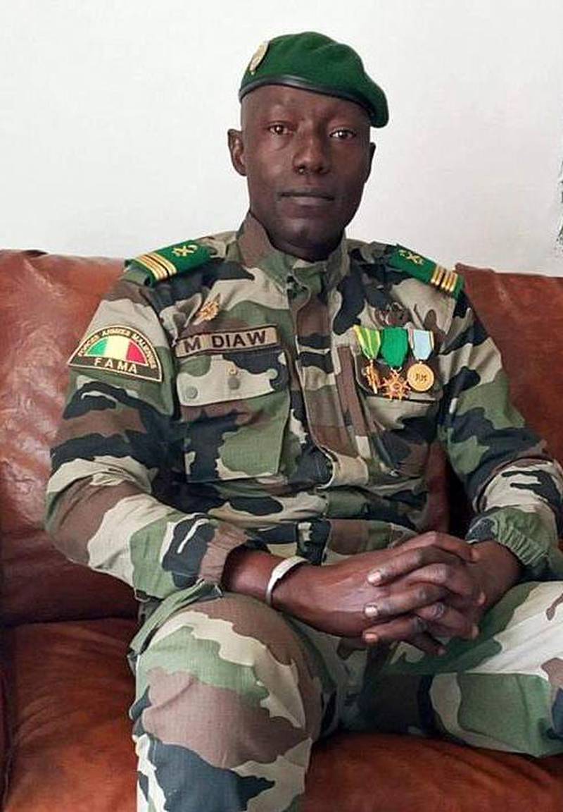 Alleged coup leader Colonel Diaw at an undisclosed location in Mali.  EPA