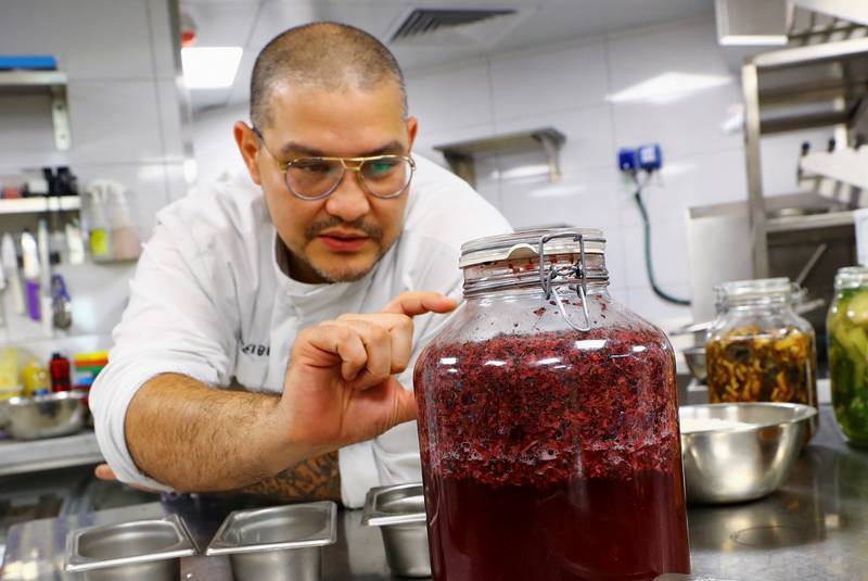 In Dubai, executive chef at Teible restaurant, Carlos Frunze De Garza, saves left-over fruit and vegetables and incorporates the items into new recipes. All photos: Reuters