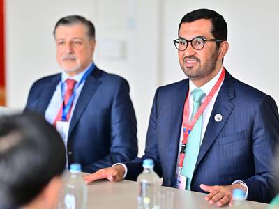 Dr Sultan Al Jaber, Minister of Industry and Advanced Technology and President-designate of Cop28, met ministers in Brussels on Thursday. Photo: Cop28 UAE / Twitter