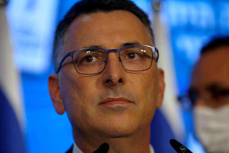 Gideon Saar, leader of Israel's Tikva Hadasha ('New Hope') Party, addresses supporters at his party's campaign headquarters in the Mediterranean coastal city of Tel Aviv early on March 24, 2021, after the end of voting in the fourth national election in two years. (Photo by JALAA MAREY / AFP)
