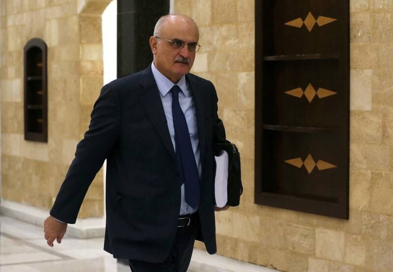Former Lebanese finance minister Ali Hassan Khalil walks to attend a meeting in Baabda. Reuters