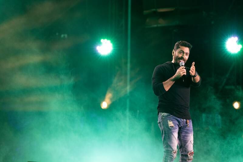 Egyptian singer Tamer Hosny performs on the Jubilee Stage. Mahmoud Khaled / Expo 2020 Dubai