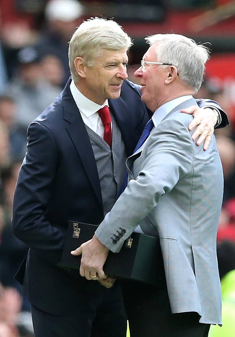 2018 - Alex Ferguson is seen with Arsene Wenger after a presentation to mark the end of Wenger's tenure with Arsenal. Nigel Roddis / EPA