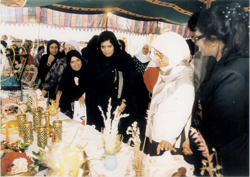 Aisha Al Sayyar at a school exhibition in the UAE in 1982. Photo: Aisha Al Sayyar