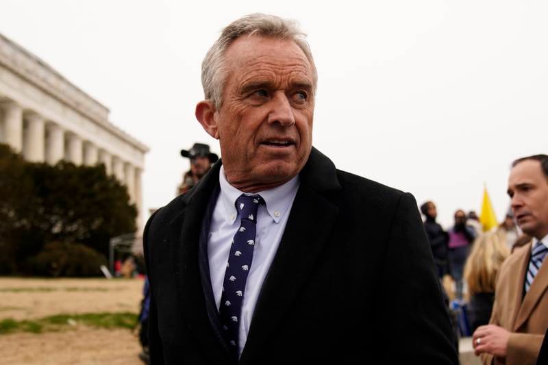 Robert F Kennedy Jr leaves the Lincoln Memorial after speaking at the 'Defeat the Mandates' anti-vaccine rally in Washington in January. EPA