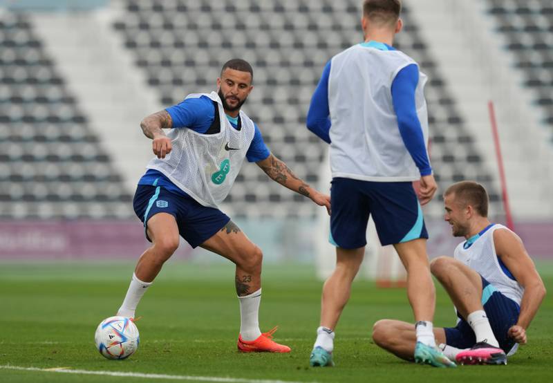 England's Kyle Walker trains in Al Wakrah with teammates. PA