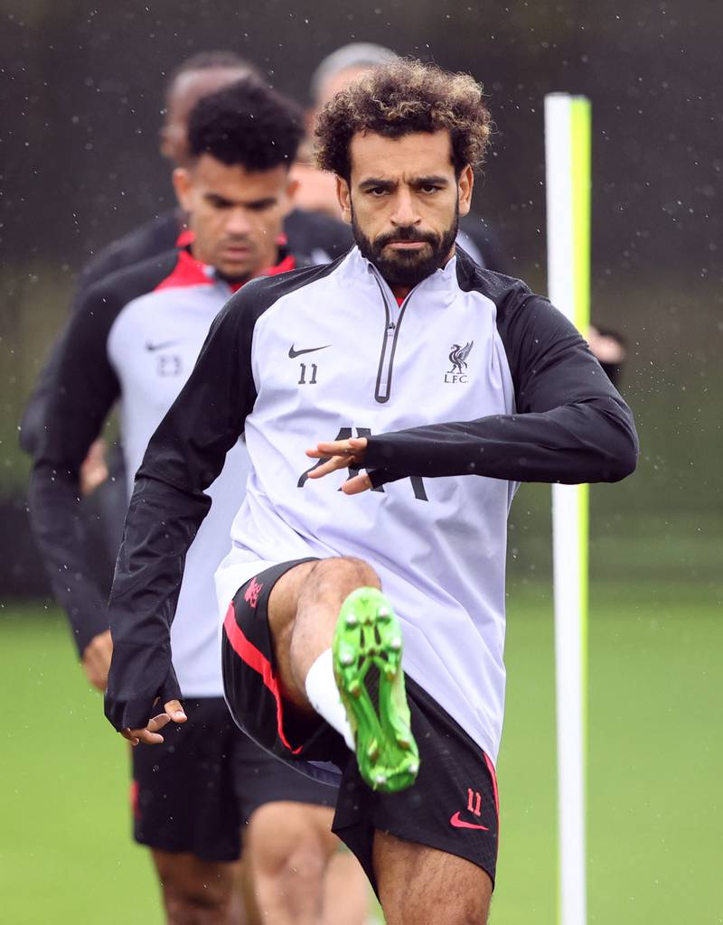 Liverpool attacker Mohamed Salah during training. Reuters