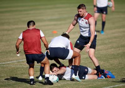 England's Elliot Daly during training. Reuters