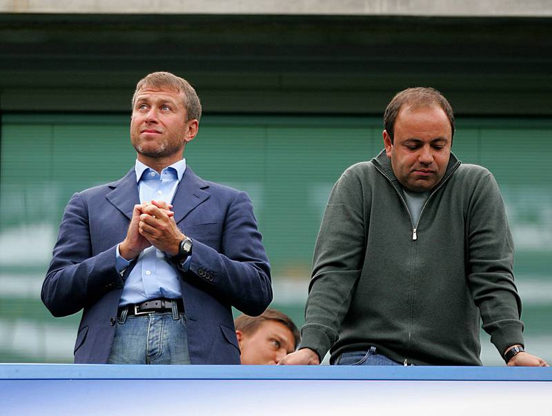 Eugene Markovich Shvidler, pictured with Roman Abramovich, has close business ties to the Chelsea owner. Both men have been sanctioned by the UK government over their links to the Kremlin. PA Images via Getty Images