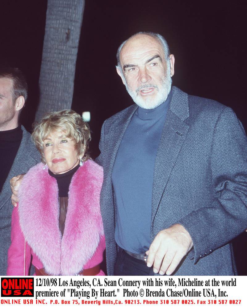 12/10/98 Los Angeles, CA. Sean Connery with his wife, Micheline Roquebrune at the world premiere of "Playing By Heart."