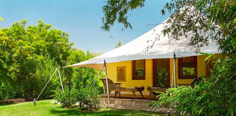 A private luxury tent at The Oberoi Vanyavilas Wildlife Resort, India. Courtesy The Oberoi 