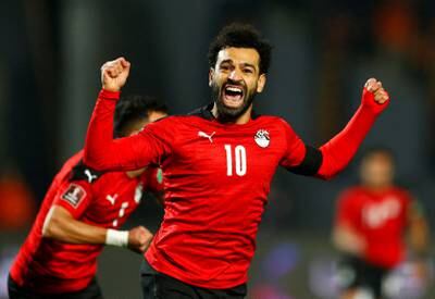 Egypt's Mohamed Salah celebrates scoring against Senegal. EPA