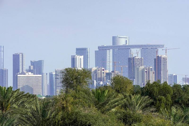 Abu Dhabi, United Arab Emirates, March 5, 2020.  Al Reem Island on a sunny but hazy day shot from the Mangrove area.FOR:  standaloneVictor Besa / The NationalSection:  NA