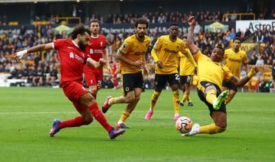 Liverpool's Mohamed Salah supllies the pass for Cody Gakpo's goal. Getty
